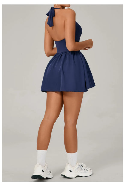Women's One-piece Tennis Dress Sports  Anti-light Backless Golf Badminton Casual Workout Fitness Dress