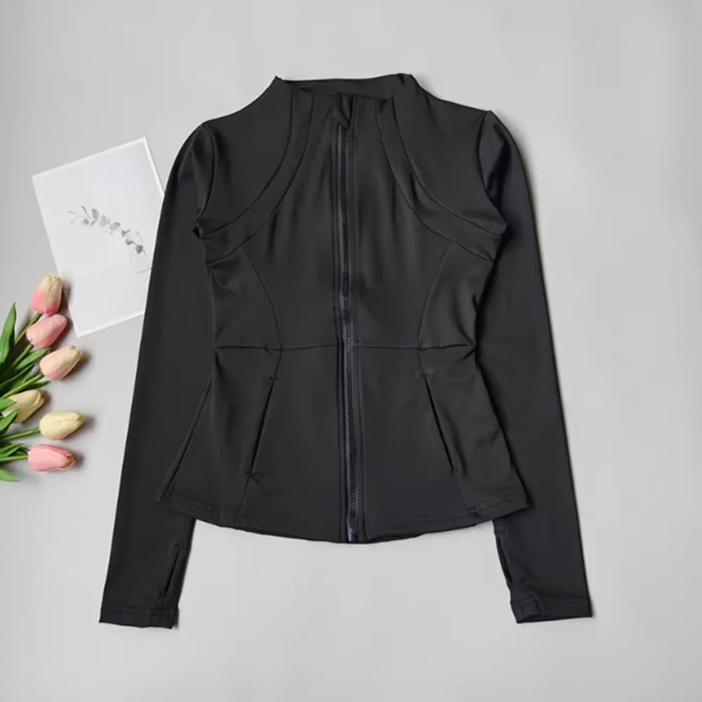 Quick Dry Workout Jacket, Slim Fit Long Sleeve Fitness Top, Breathable for Professional Training