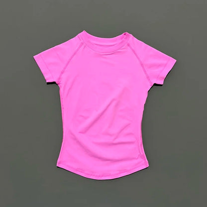 Short Sleeve T Shirt Summer Short Sleeve Round Neck Breathable Stretchy Gym