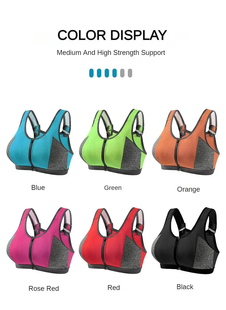 Yoga Sports Bra Push Up Sportwear Workout Vest for Women Front Zipper