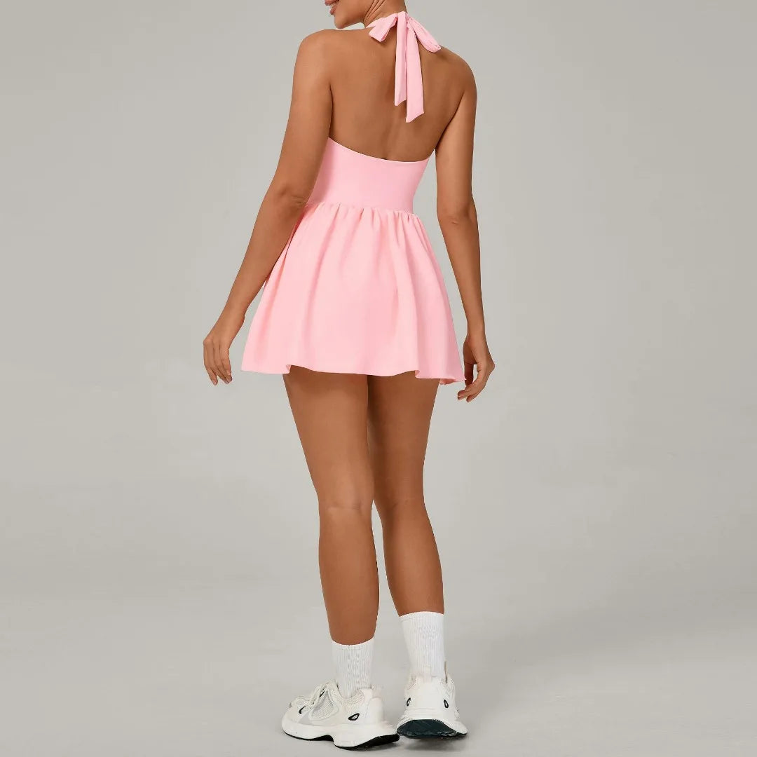 Women's One-piece Tennis Dress Sports  Anti-light Backless Golf Badminton Casual Workout Fitness Dress