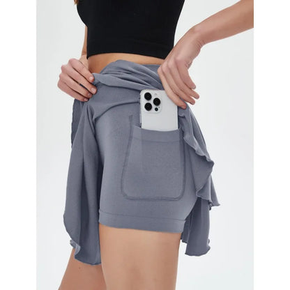 High Waisted Tennis Mini Skirt Yoga Golf Sports Belt Safety Pants Pocket Comfortable and Breathable Sports Skirt