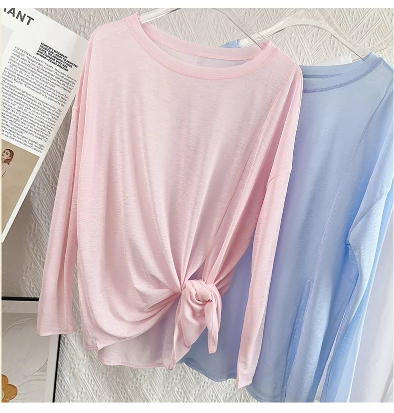 Women's Fitness Sports T-shirt Loose Long Sleeve Breathable Comfort Side-Opening