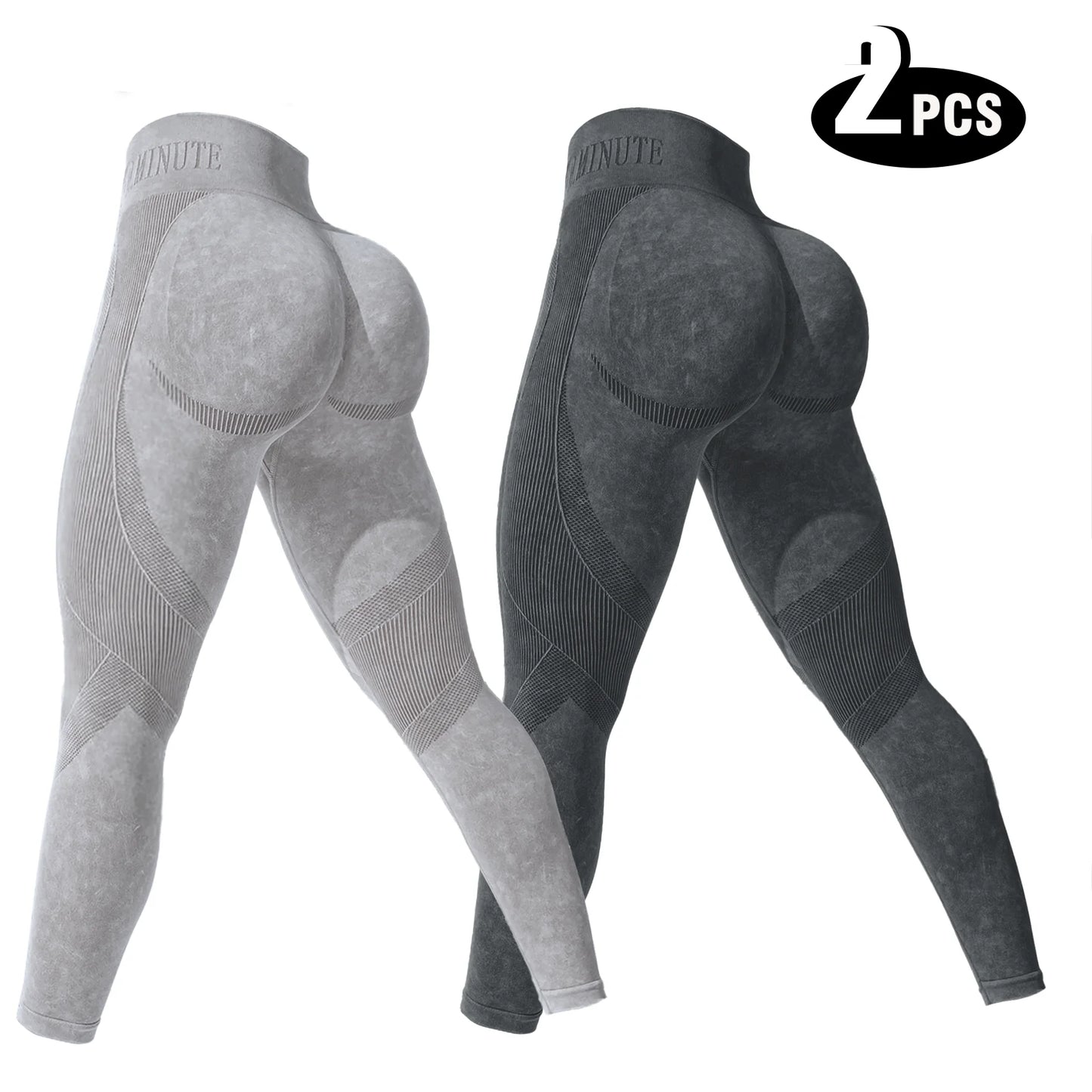 2 Pack High Waisted Sexy Butt Lifting Seamless Solid Color Yoga Leggings Elastic And Breathable Fitness Sports Pants