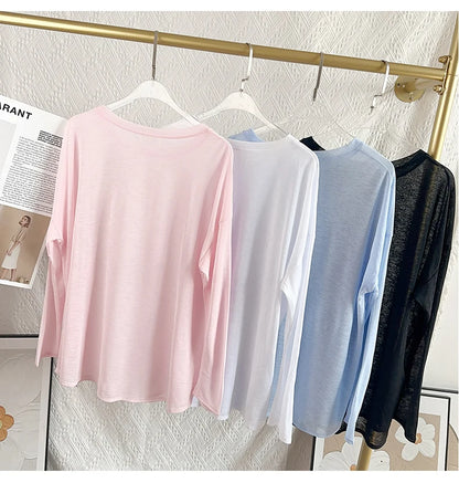 Women's Fitness Sports T-shirt Loose Long Sleeve Breathable Comfort Side-Opening