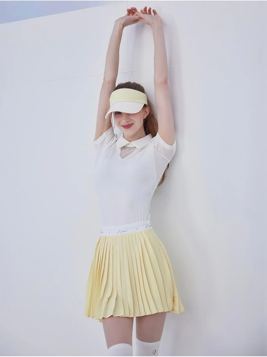 Short Sleeve Tops Golf T-shirts Quick-dry Breathable Shirts Lace Up Pleated Golf Skirt