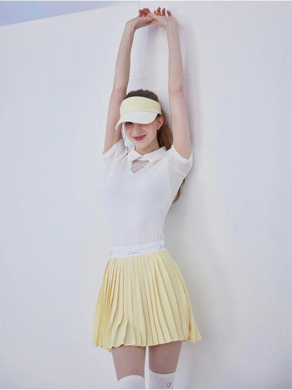 Short Sleeve Tops Golf T-shirts Quick-dry Breathable Shirts Lace Up Pleated Golf Skirt