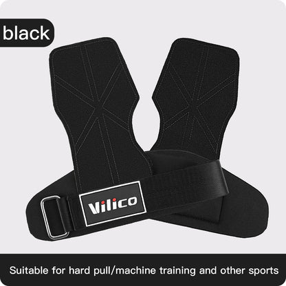 2 Piece Leather Weight Lifting Training Gloves Palm Protection Fitness Grips