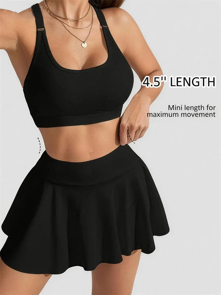 Women’s Yoga Fitness Tennis Outfit High Waist Sports Skirt Quick Dry A-Line Skort