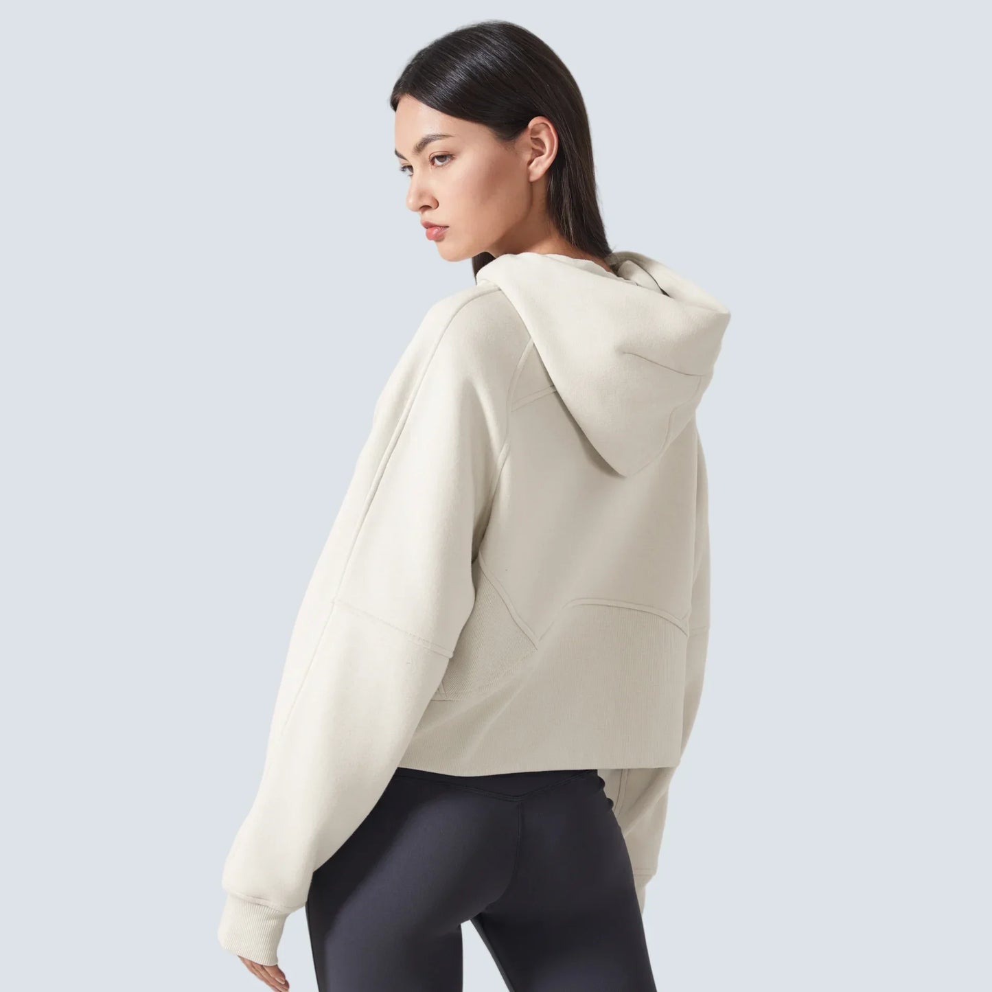 Women's Half-Zip Hoodies Fleece Sweatshirt Sports Jacket with Thumbhole