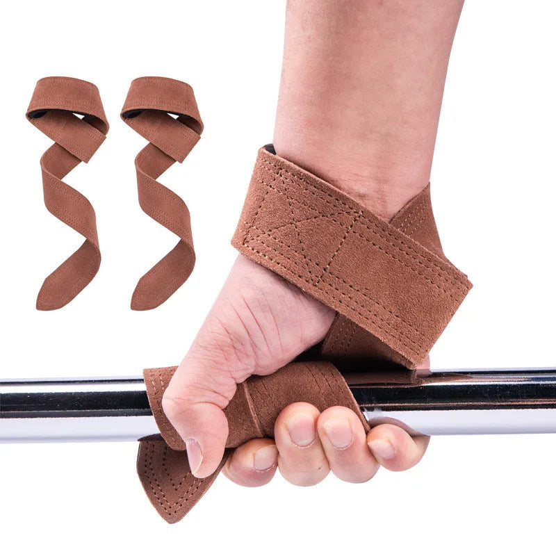 Leather Weight Lifting Wrist Straps Pull-ups Bands Gym Lifting Straps with Non Slip Cowhide Grip