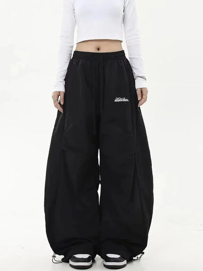 Women Casual Solid Low Waist Wide Leg Baggy Streetwear Oversize Sweatpants