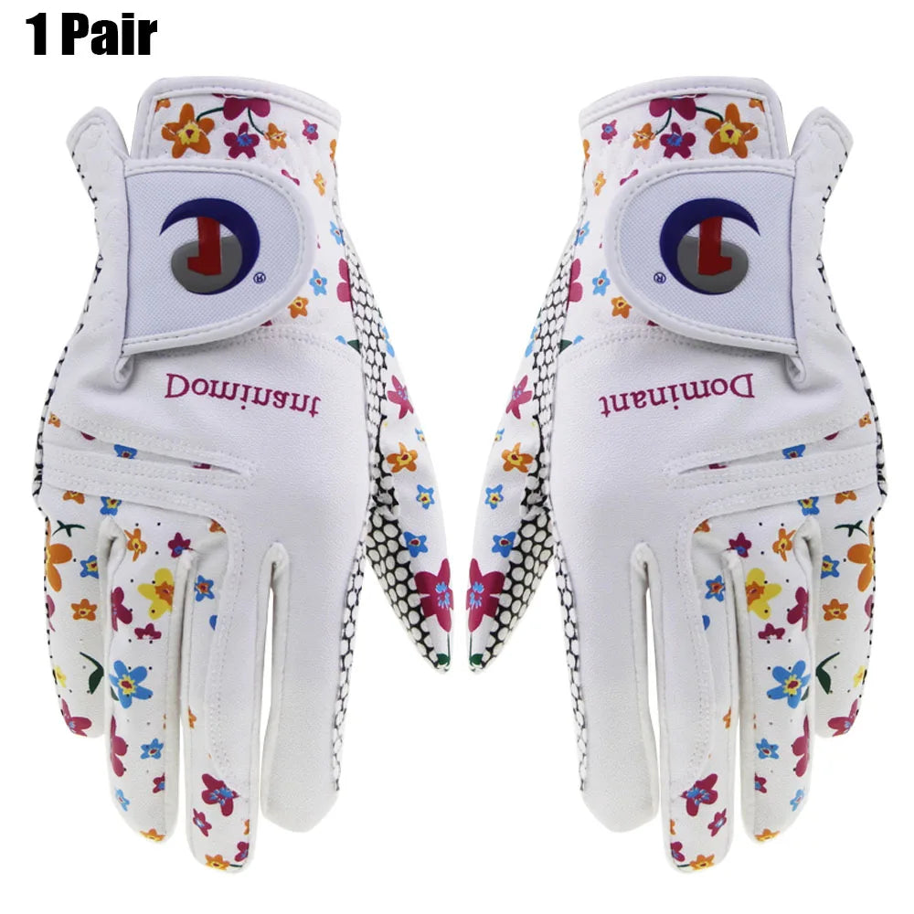 1Pair Golf Gloves  Leather Soft  Durable Gloves Anti-skid Breathable Sports Gloves