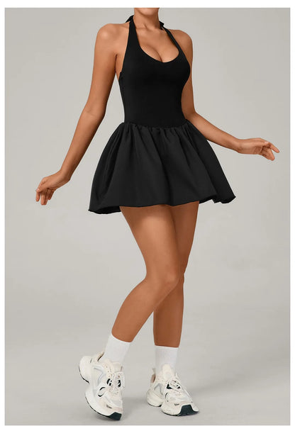 Women's One-piece Tennis Dress Sports  Anti-light Backless Golf Badminton Casual Workout Fitness Dress