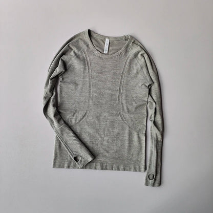 Yoga Clothes Sports Tops, Round Neck,, Seamless, Slim, Fitness Workout Long Sleeves Gym T shirt,