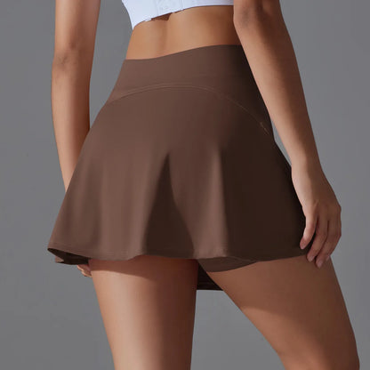 Women Tennis Skirt Ruffled Skirt With Shorts Golf Wear High Waist Breathable Yoga Skort