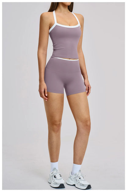 Yoga Set for Women Tight-fitting Gym Outfit Sportswear Yoga Vest Running Shorts Fitness Clothes