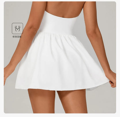 Women's One-piece Tennis Dress Sports  Anti-light Backless Golf Badminton Casual Workout Fitness Dress