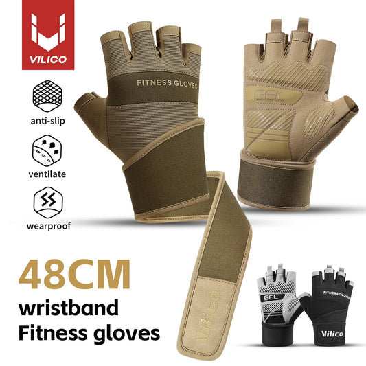 Half Finger Gym Gloves Weightlifting  Anti-Slip Fitness Gloves with Wrist Support