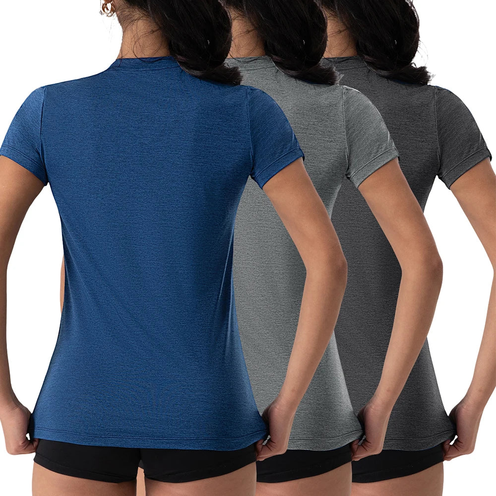 Yoga Shirts V-Neck Pleated Short Sleeve Sports Top Loose Solid Color Exercise Tee 5 Colors Gym Wear