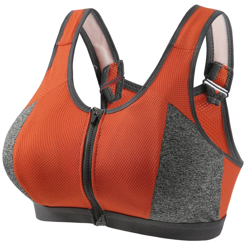 Yoga Sports Bra Push Up Sportwear Workout Vest for Women Front Zipper