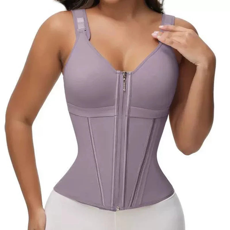 Purple Vest High Compression Waist Trainer with Zipper Slimming Tummy Control Shapewear
