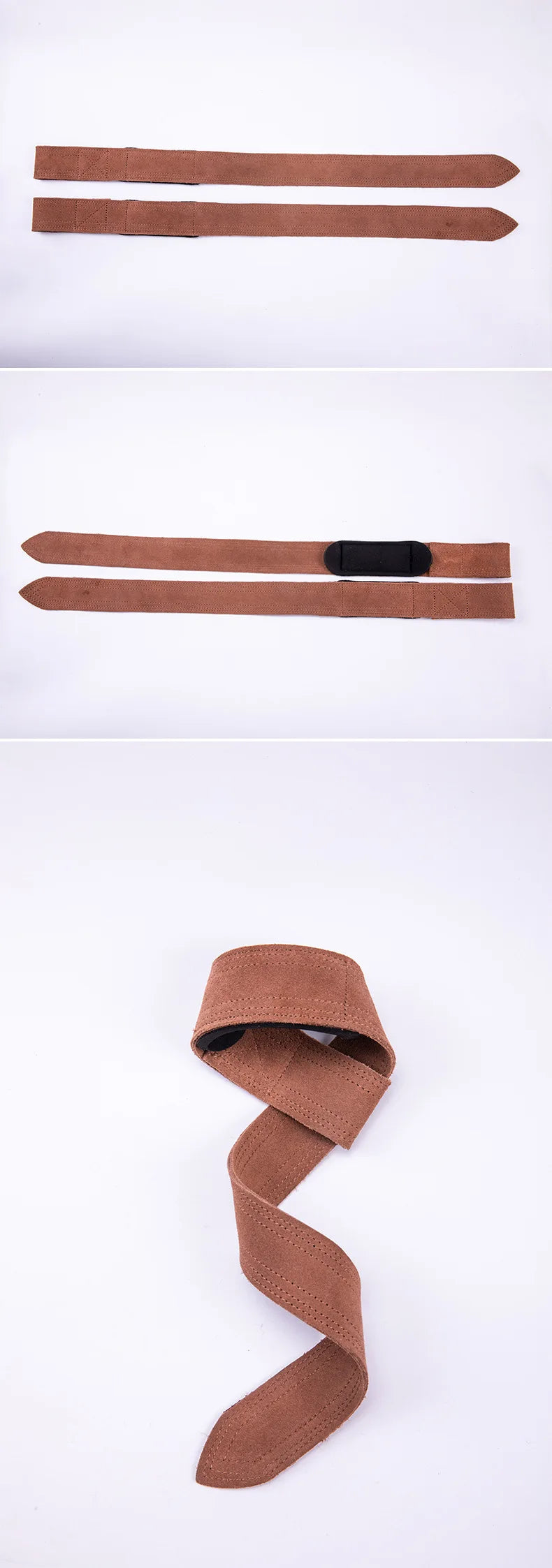 Leather Weight Lifting Wrist Straps Pull-ups Bands Gym Lifting Straps with Non Slip Cowhide Grip