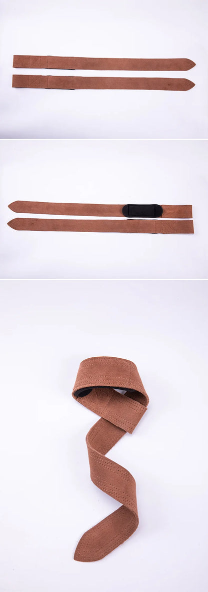 Leather Weight Lifting Wrist Straps Pull-ups Bands Gym Lifting Straps with Non Slip Cowhide Grip