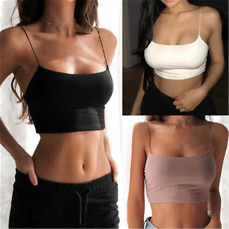 Sexy Tank Top Black Halter Crop Tops Backless Camisole Fashion Casual Tube Top Sleeveless Vest
