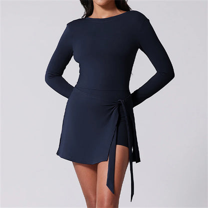 Tennis Dress for Women with Built in Shorts Athletic Dresses Sleeveless Boat Neck Active Workout Skort Dress