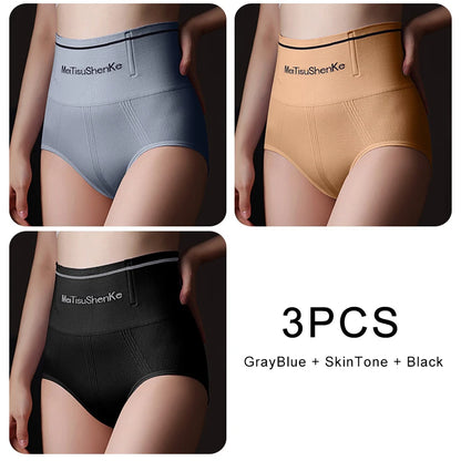 3PCS/set Briefs High Waist Underwear Women Butt Lift Sexy Comfortable Panties Tighten the Abdomen Underpanties Large Size Woman