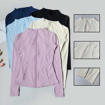 Quick Dry Workout Jacket, Slim Fit Long Sleeve Fitness Top, Breathable for Professional Training