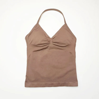 Longline Strappy Top Sports Fitness Tank Top Gym Beautiful Open Back Bra Halter