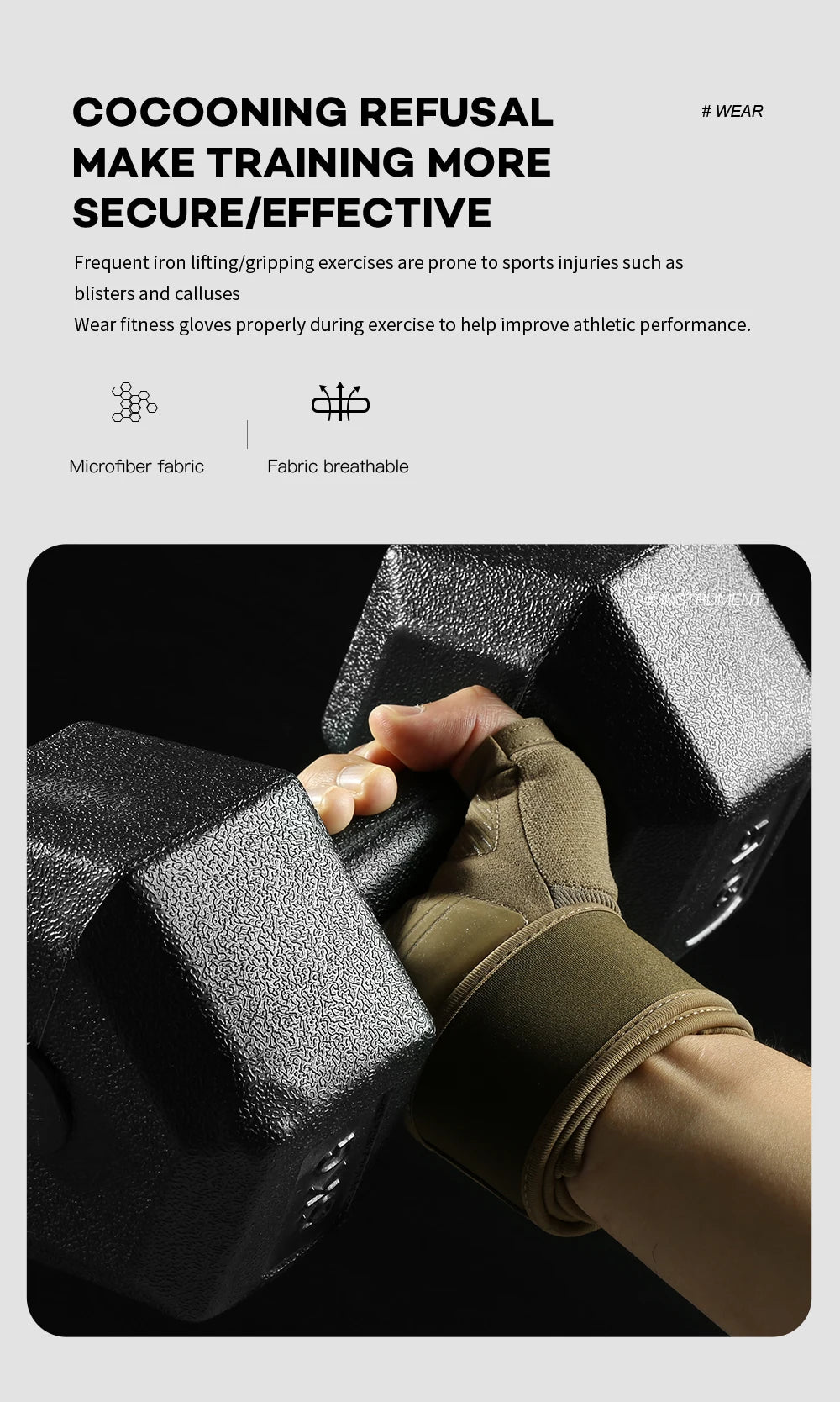 Half Finger Gym Gloves Weightlifting  Anti-Slip Fitness Gloves with Wrist Support