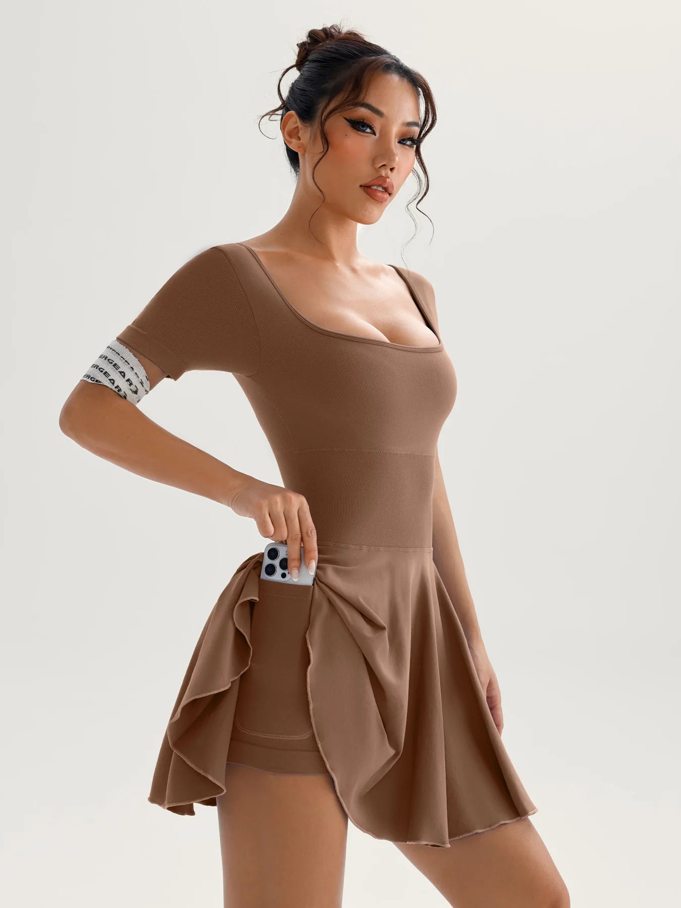 Tennis Yoga Dress Solid Color Stretchy Soft Gym Suit Breathale Female Golf Short Sportswear Workout Clothes