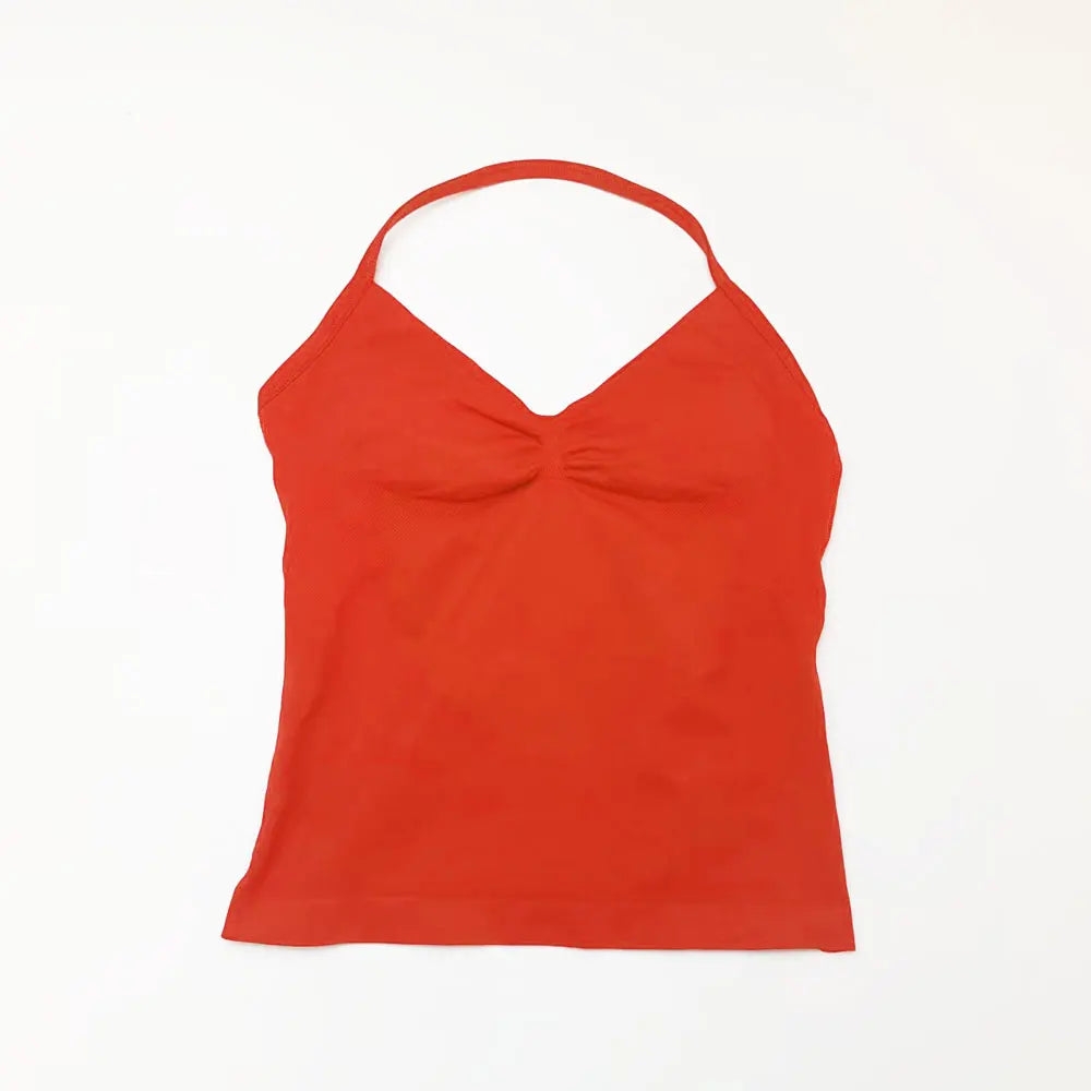 Longline Strappy Top Sports Fitness Tank Top Gym Beautiful Open Back Bra Halter