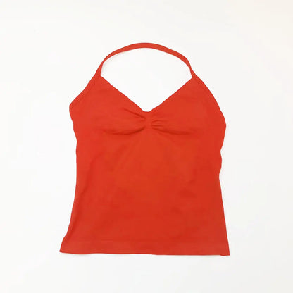 Longline Strappy Top Sports Fitness Tank Top Gym Beautiful Open Back Bra Halter