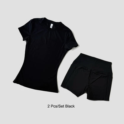 Sports Sets Fitness Hip-lifting Tight Top Short Sleeve