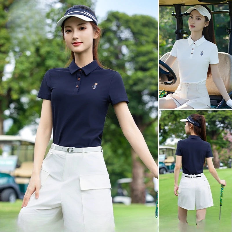 PGM Women's Golf Short Sleeved T-shirt  Breathable Polo Top Sportswear