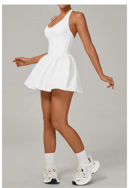 Women's One-piece Tennis Dress Sports  Anti-light Backless Golf Badminton Casual Workout Fitness Dress