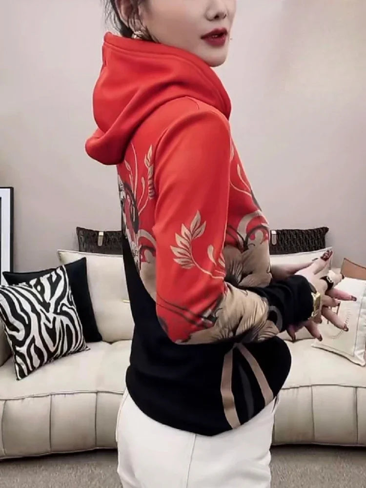 Hooded Sweatshirt New In Slim Cold Hoodies Warm Woman Tops Thick