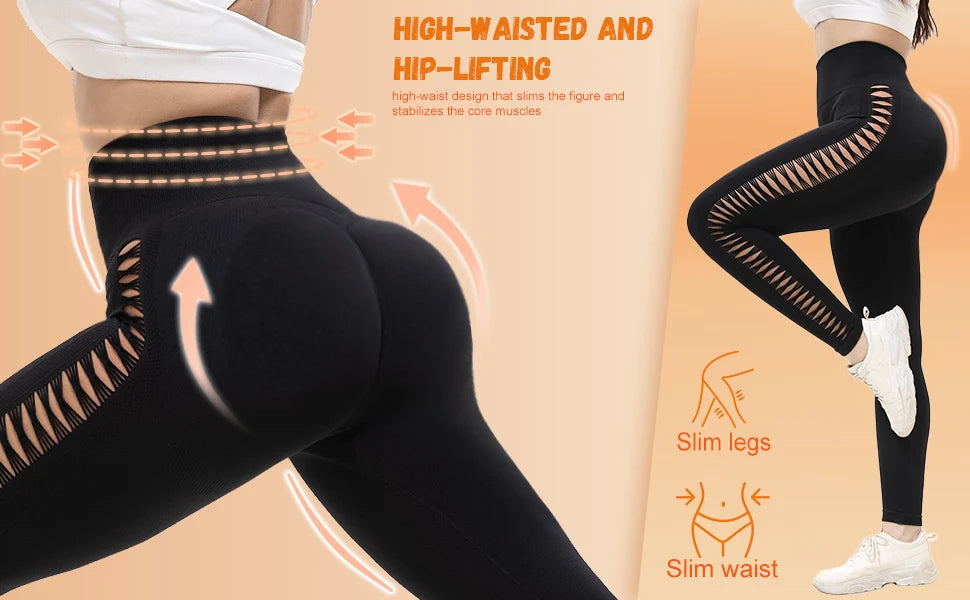 2 Pack High Waisted Sexy Butt Lifting Seamless Solid Color Yoga Leggings Elastic And Breathable Fitness Sports Pants