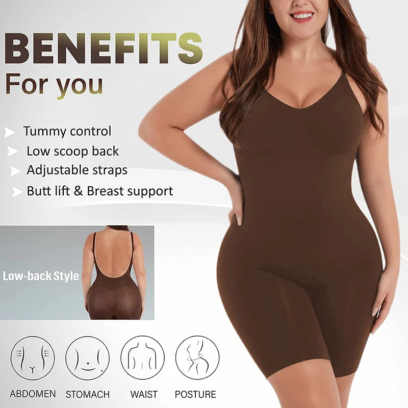 Women Seamless Low Back Bodysuit Shapewear Waist Trainer Body Shaper Open Crotch Slimming Underwear