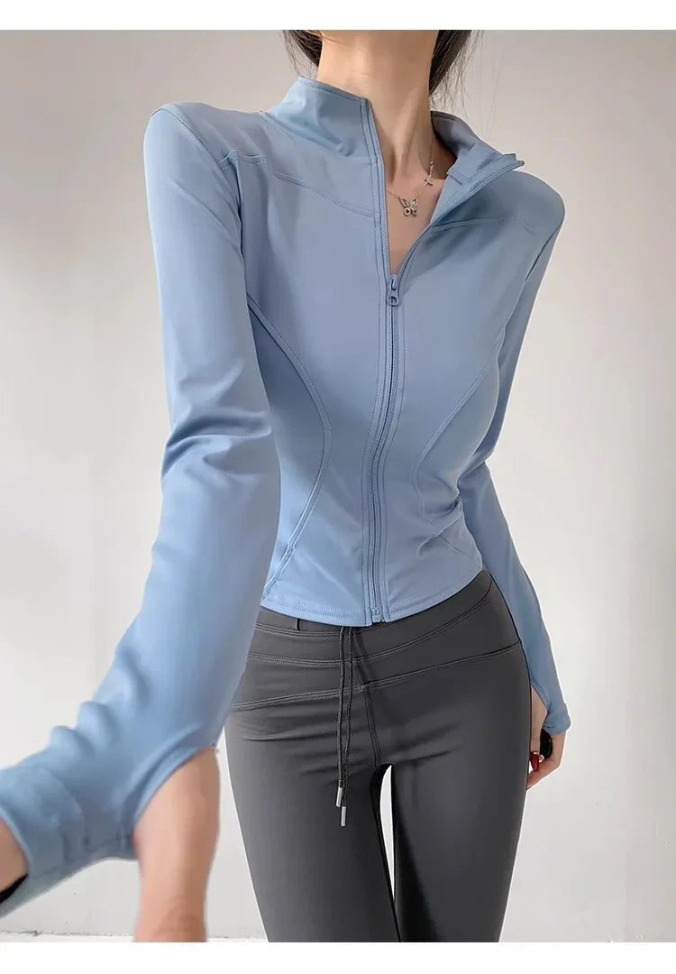 Quick Drying Sports Tight Top Yoga Jacket Long Sleeve S-3XL