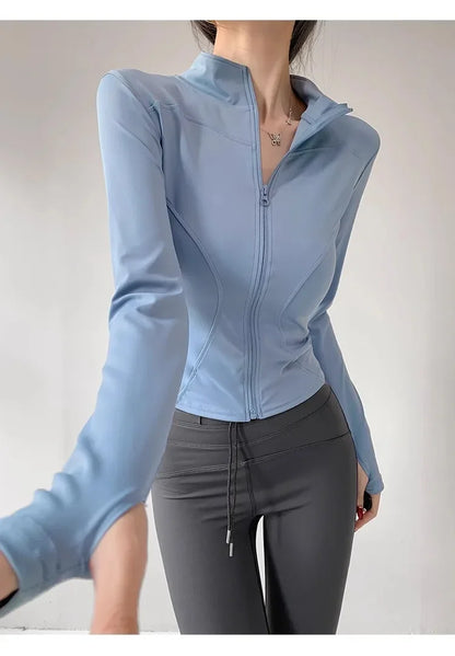 Quick Drying Sports Tight Top Yoga Jacket Long Sleeve S-3XL