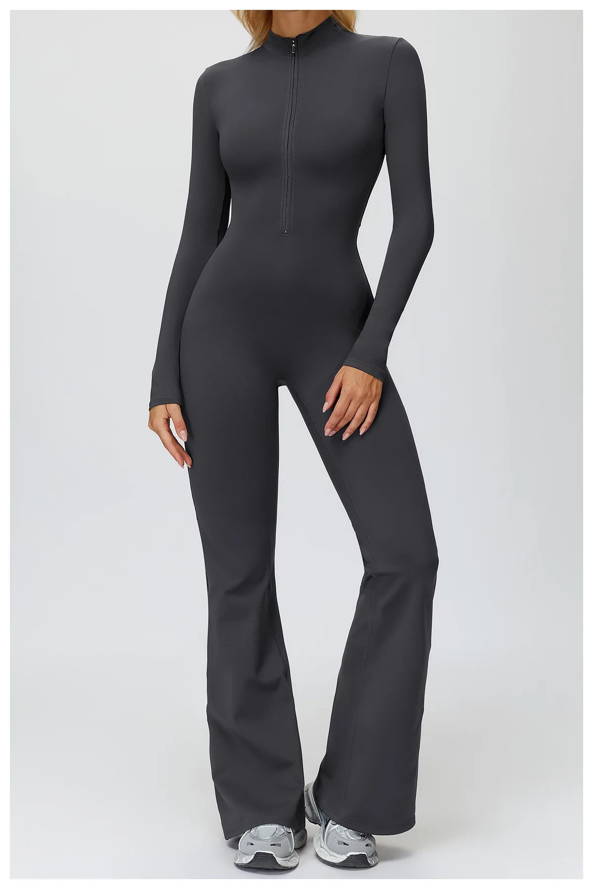 Yoga Suit Gym Set Tracksuit Zipper Long Sleeved Sports Jumpsuit Push Up Workout Clothes