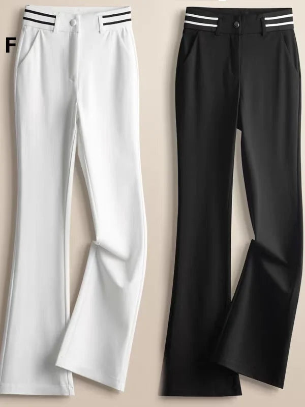 Golf Pants  Bell Bot High Waist Slim Fit Elastic Micro Flared Versatile Slimming Suit Pants