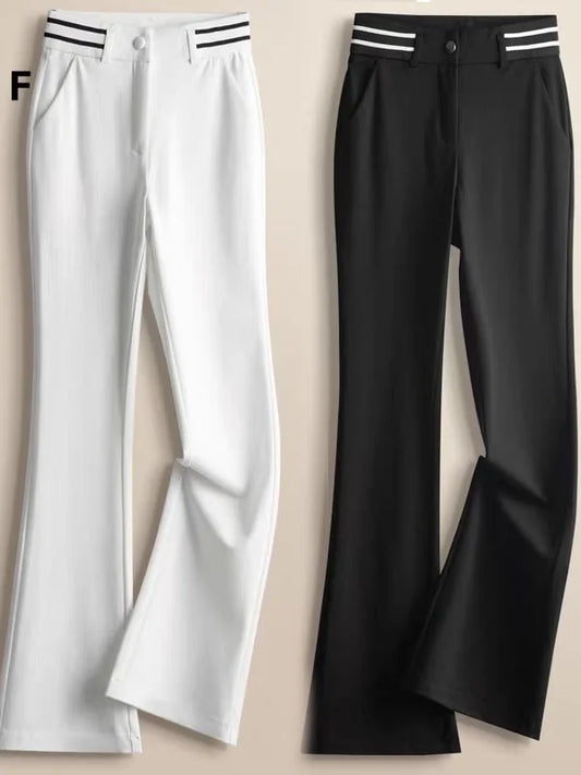 Golf Pants  Bell Bot High Waist Slim Fit Elastic Micro Flared Versatile Slimming Suit Pants