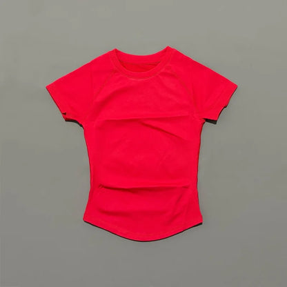 Short Sleeve T Shirt Summer Short Sleeve Round Neck Breathable Stretchy Gym