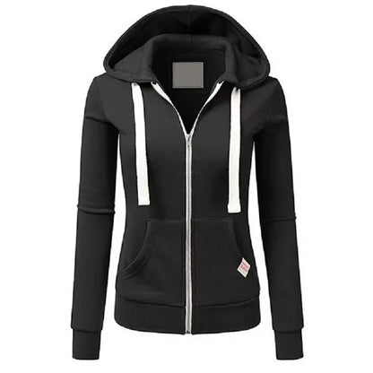 Autumn/Winter New Comfortable Women's Personalized Fashion Sports Hoodie Long Sleeve Drawstring Pocket Zipper Coat